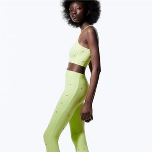 Zara set of seamless embroidered top and leggings